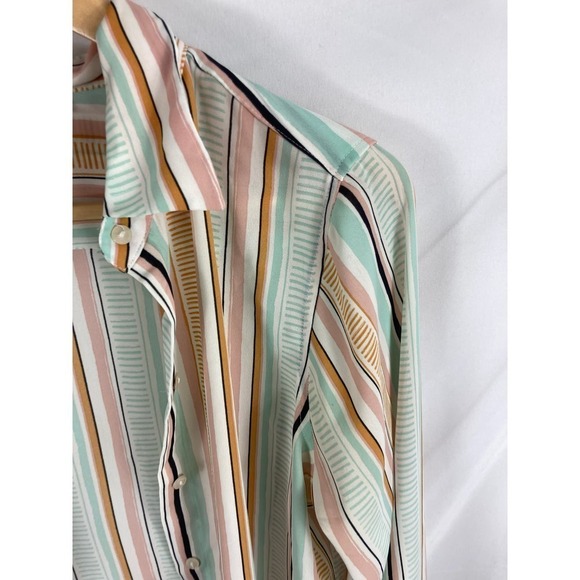 Rachel Zoe Pattern Stripe Long Sleeve Button Down Shirt Size Medium - Picture 2 of 6